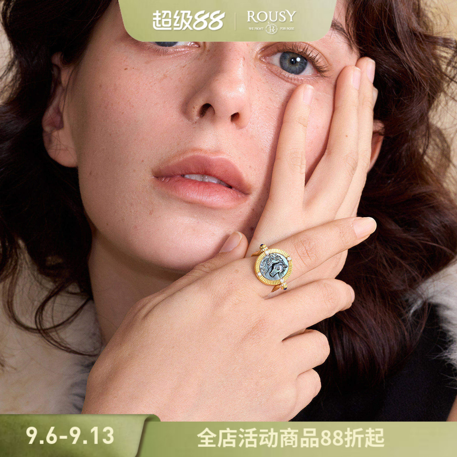 《年度黑马》马年复古设计感小众宫廷浮雕纯银镀金戒指环女新年图片
