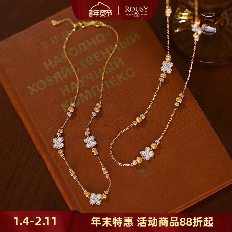 《好柿连连》复古设计感老钱风高级感纯银镀金锁骨项链毛衣链女,饰品/流行首饰/时尚饰品新,项链,淘宝优惠券,粉丝福利购,淘宝优惠卷