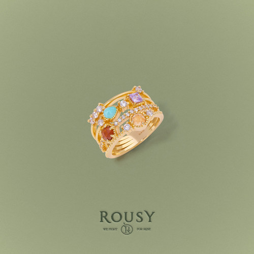 《嘉年华》ROUSY复古设计高级感小众彩色宝石s925银戒指环女