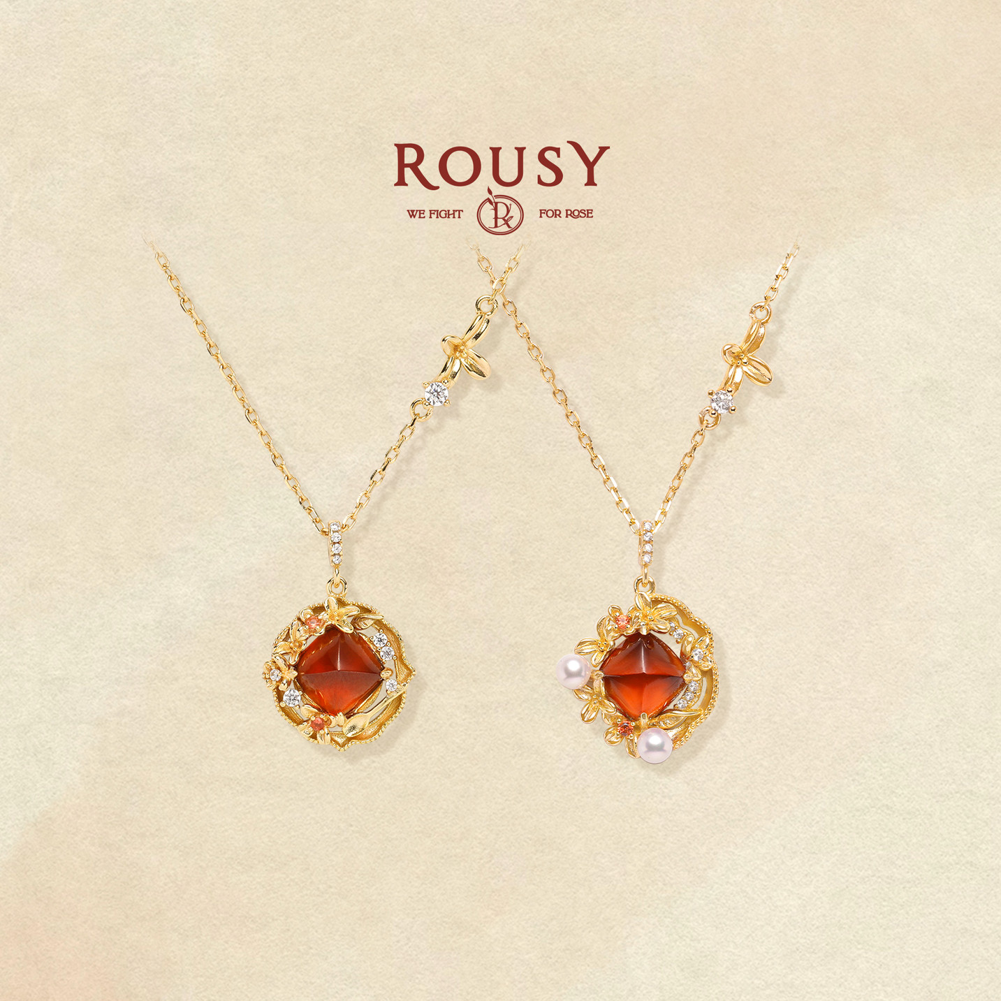 小众轻奢银石榴石桂花项链