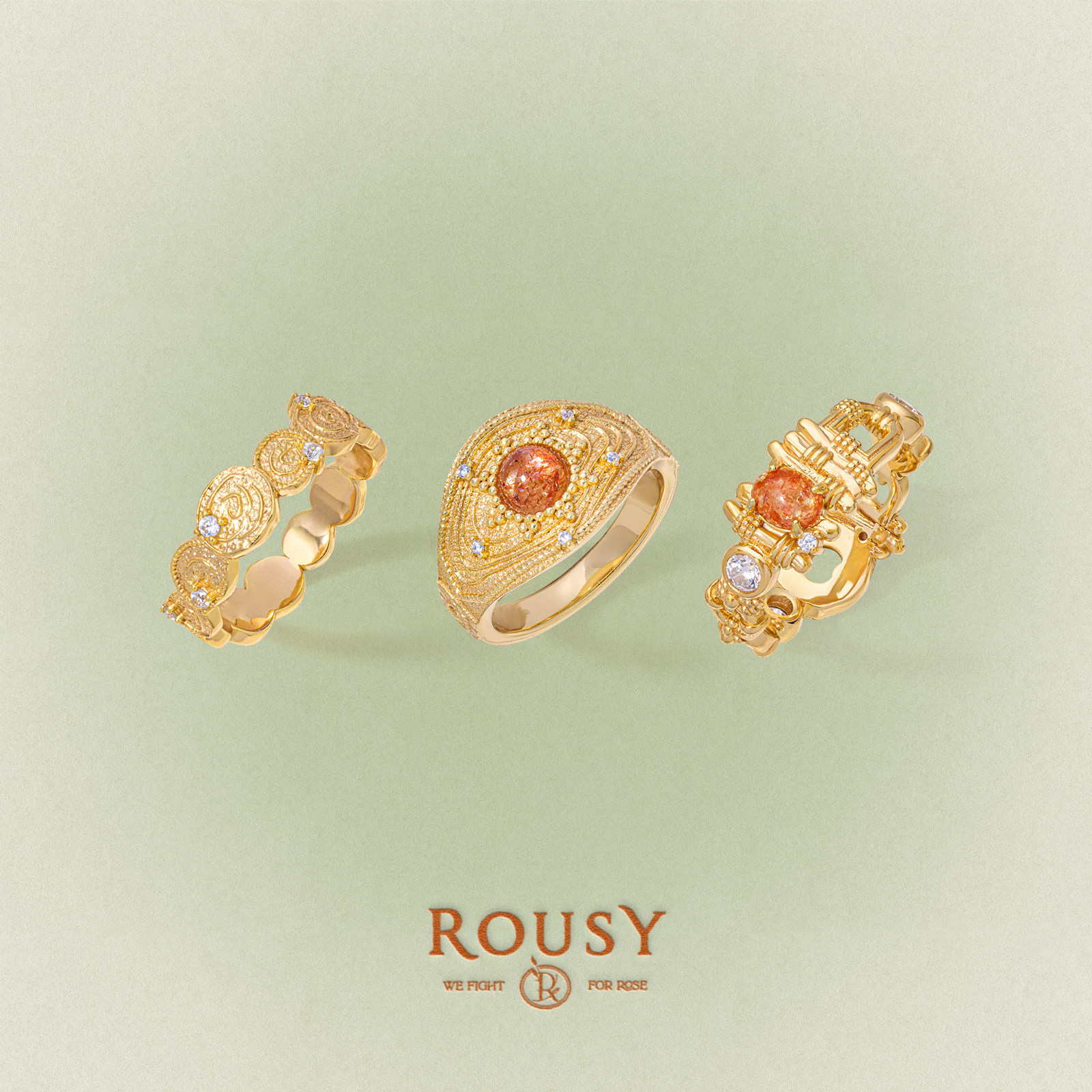 《芒种》ROUSY复古设计小众原创宫廷气质高级太阳石戒指环女配饰