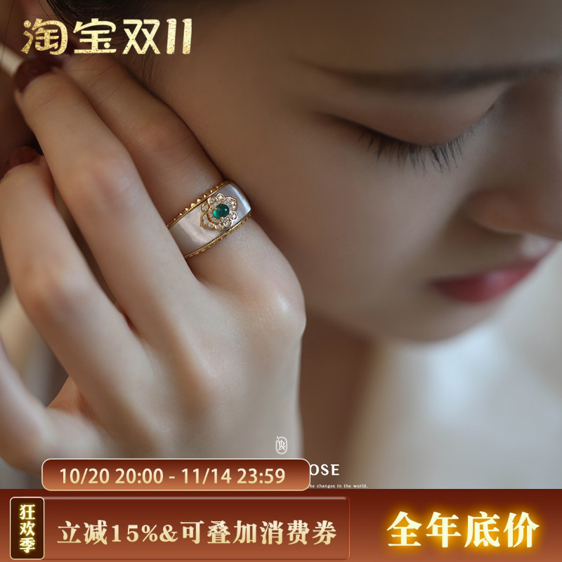 翡冷翠复古轻奢绿玛瑙纯银