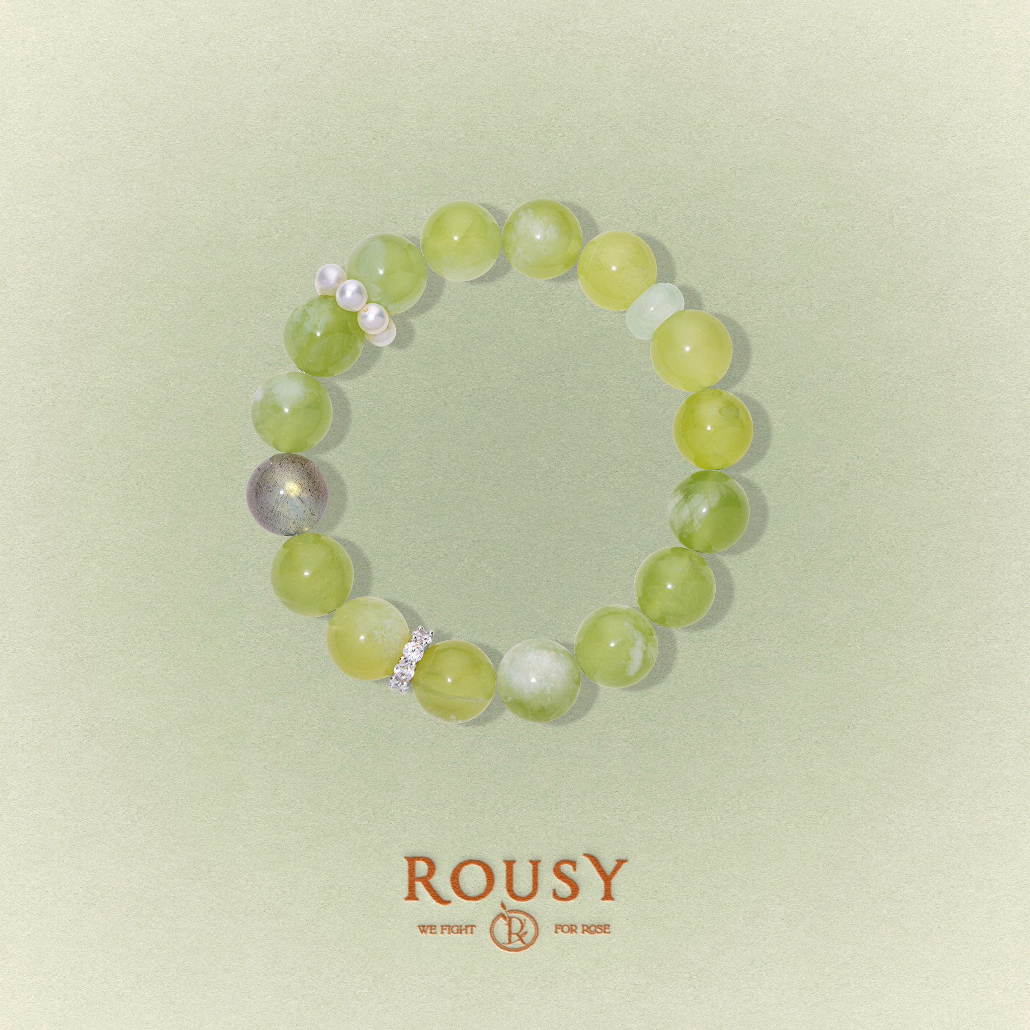 《雀跃》ROUSY复古设计新中式松弛感天然珍珠玉石纯银手串女春天