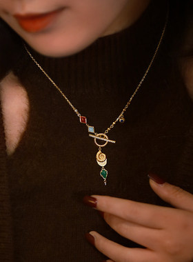 复古轻奢银饰女玛瑙项链