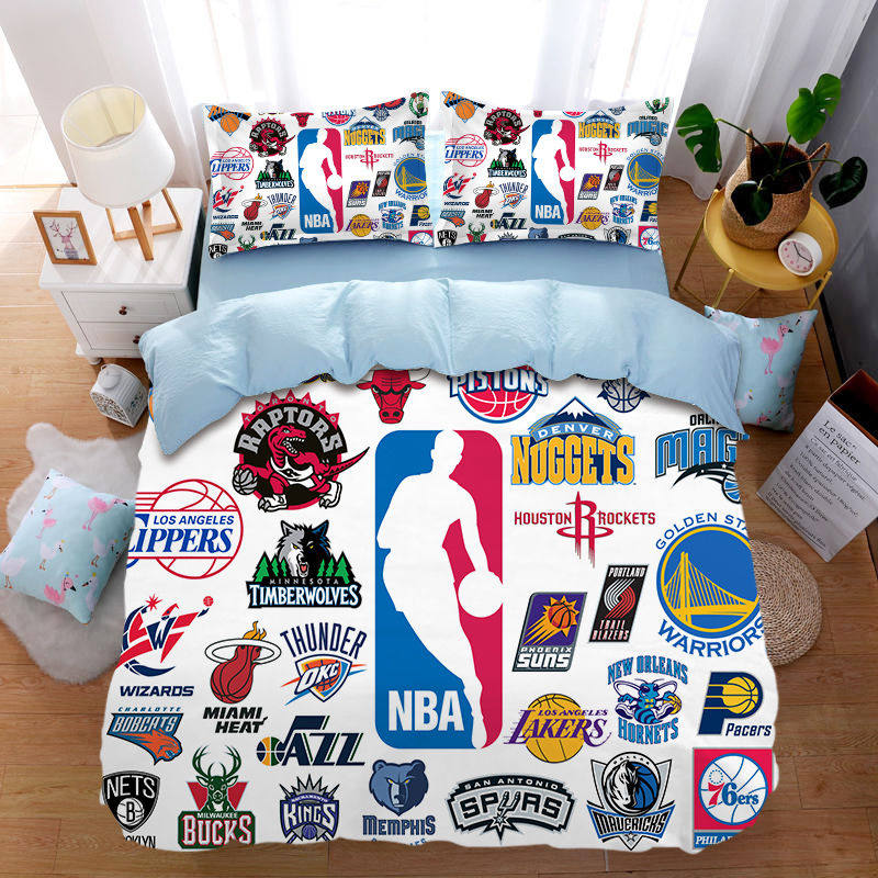 2025卡通儿童篮球全棉四件套单人床笠纯棉NBA床单被套被单男生三