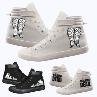 2024龙年跨境新款walking dead行尸走肉高帮休闲鞋情侣鞋男女魔术
