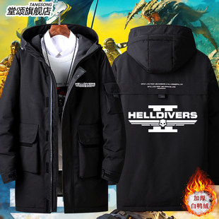 2026地狱潜兵2老司机游戏周边印花羽绒服男士秋冬外套宽松上衣衣