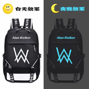 Walker电音DJ潮牌学 背包Alan 2024热卖 夜光艾伦沃克书包faded同款