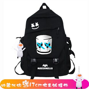 2024龙年marshmello书包百大电音DJ棉花糖同款男女双肩背包马丁盖