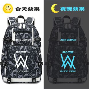 Walker 2024热卖 Alan 书包 背包男女夜光中学生大容 明星艾伦沃克