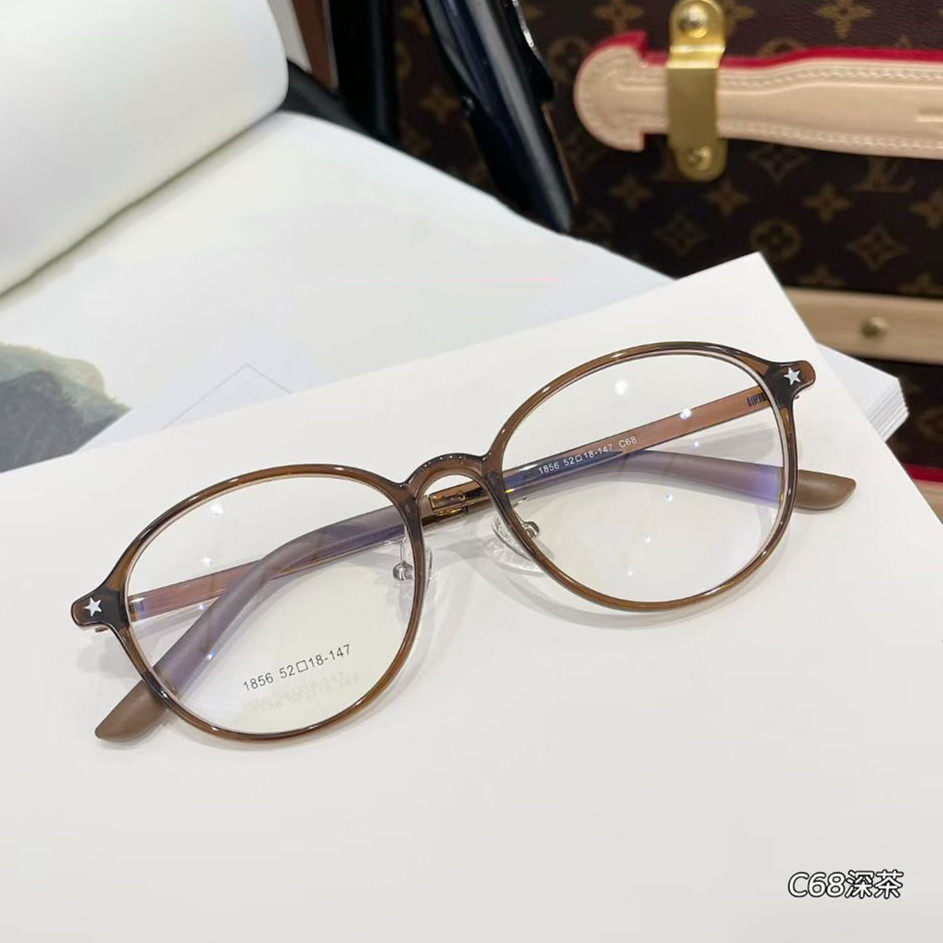 超轻tr90近视眼镜框女圆脸椭圆形可配近视镜架潮款大脸茶色有鼻托