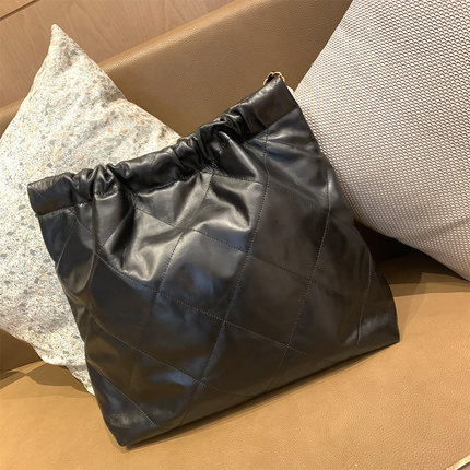 22bag中古托特包mini垃圾袋购物包 真皮菱格链条妈咪单肩斜挎包女