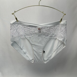 女87 淳静芍药蕾丝中腰平角内裤 2345 黛 A24