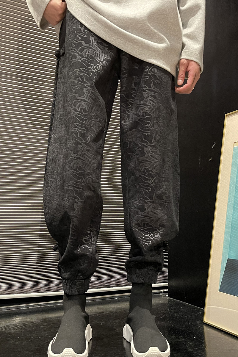 盘扣压花束脚裤风民族风加大码休闲裤电商A100-182-P60,男装休闲裤,电商A100