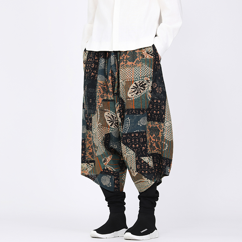 休闲双层保暖裤花色民族风风大码休闲裤电商A100-K8002-P65，男装民族服装，电商A100
