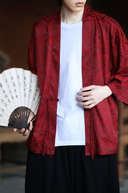 风龙纹冰丝汉服开衫外套古风禅服居士服道袍披风A100-721-P40,男装民族服装,电商A100