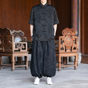 风男士提花短袖盘扣衬衫电商A100-2803-P60图片