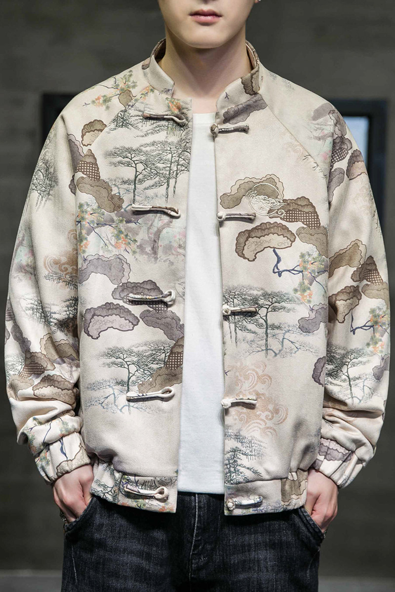 高档麂皮绒盘扣中国风外套钱2塘4018-B07-P100,男装夹克,电商A100