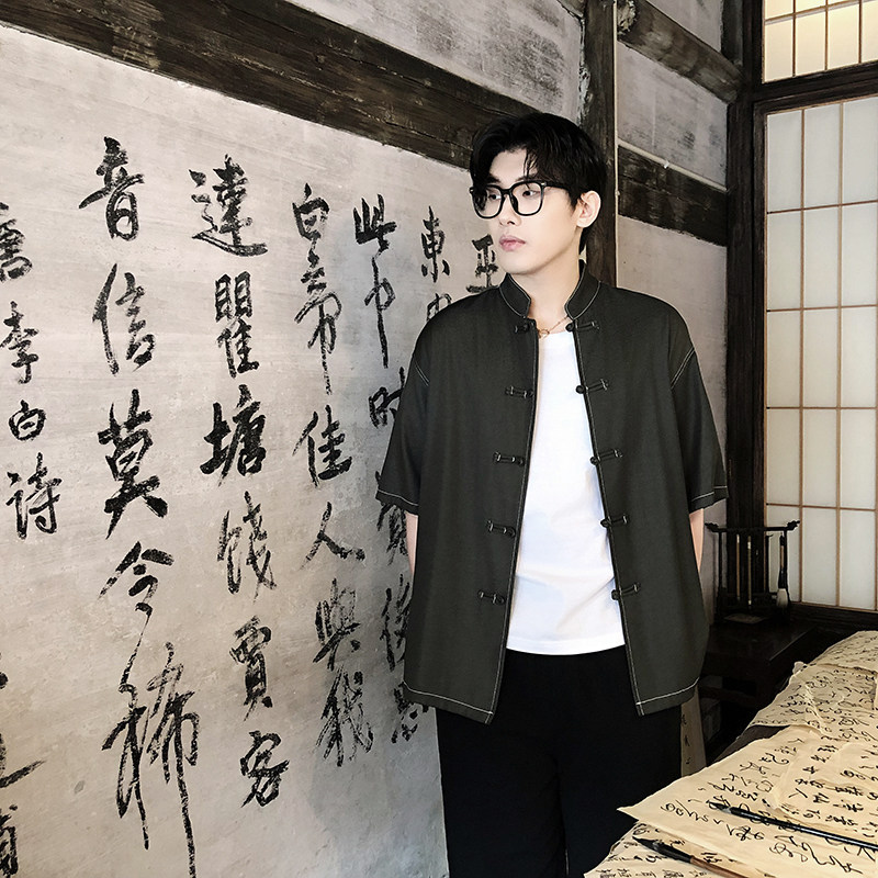 风新中式牛仔盘口立体衬衫电商A100-C325-P60,男装衬衫,电商A100