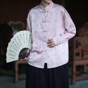 风新中式压花凤凰汉服长袖盘扣衬衫A100-C331-P65图片