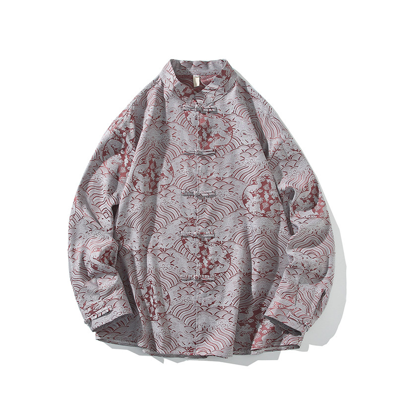 风新中式压花龙纹汉服长袖衬衫A100-C312-P65图片