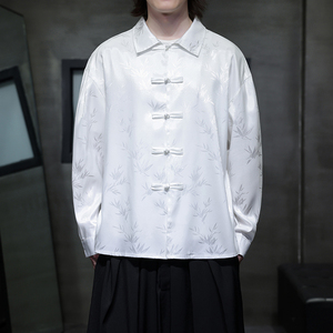 风提花衬衫男士长袖新中式男装盘扣唐装汉服电商A100-C39-P65图片