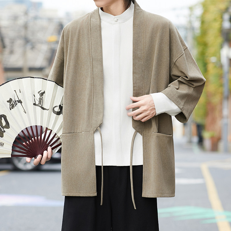 灯芯绒七分袖开衫纯色外套飘逸日系风电商A100-725-P50,女装短外套,电商A100