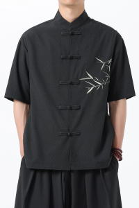 新中式唐装男风短衬衫复古刺绣汉服宽松大码电商A100-251-P65图片