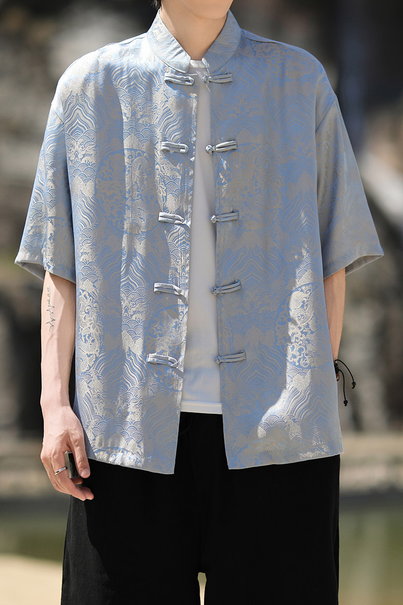 风新中式印花汉服衬衫电商A100-C311-P75,男装衬衫,电商A100