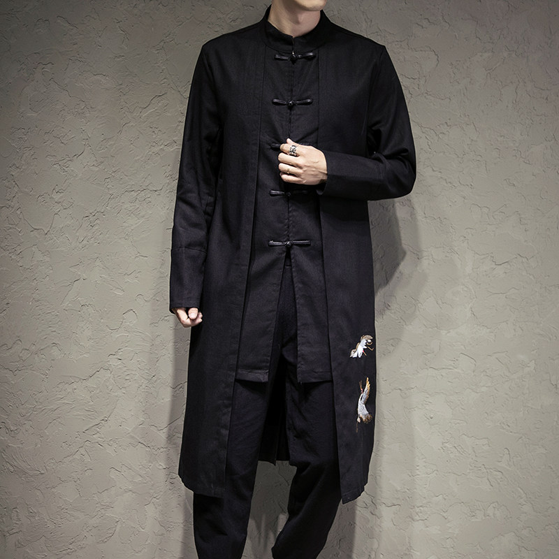 风绣花长外套电商A100-B31-P95,男装民族服装,电商A100
