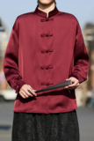 风缎面顺滑长袖唐装盘扣衬衫男士百搭新中式A100-2810-P65，男装衬衫，电商A100