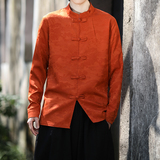 风长袖加厚盘扣休闲暗纹清明上河图纯色衬衫电商A100-C18-P68，男装衬衫，电商A100