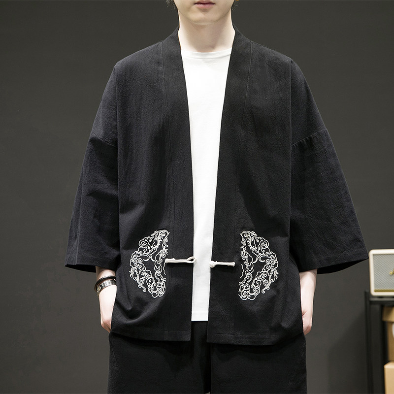 风汉服开衫刺绣盘扣精致防晒电商A100-731-p50男士宽松限68,男装民族服装,电商A100