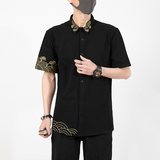 中国风刺绣衬衫钱塘4018-C1108-P50，男装衬衫，电商A100