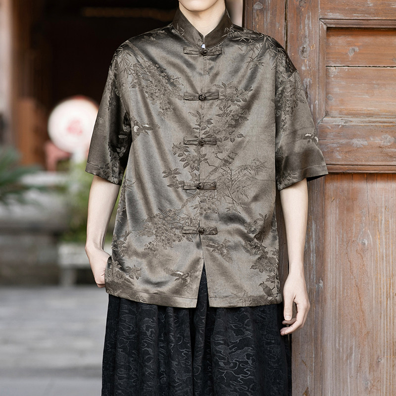 风唐装盘扣男士短袖衬衫个性演出电商A100-2809-p65,男装T恤,电商A100