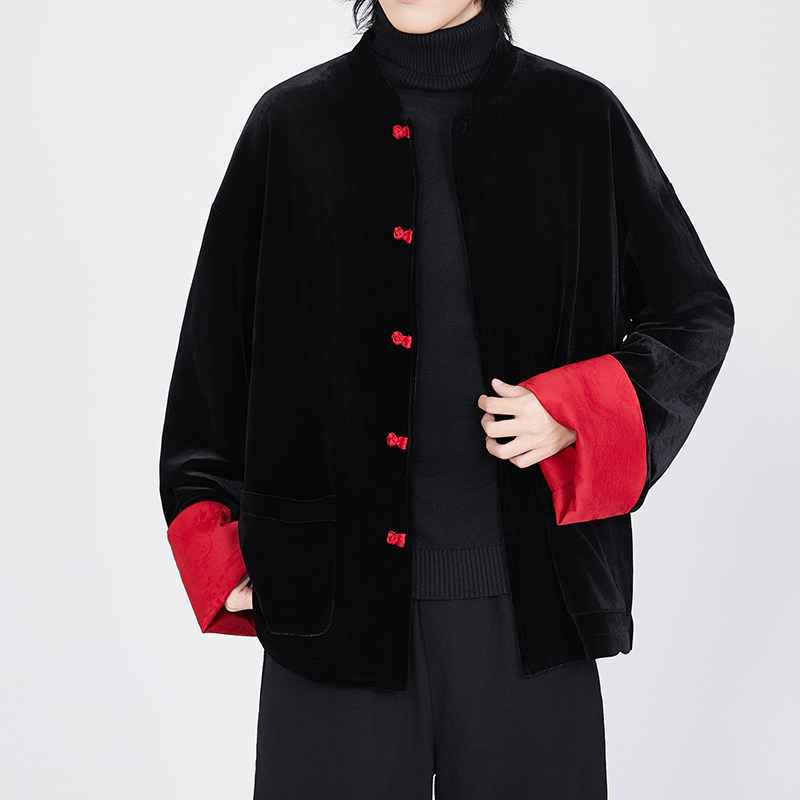 风红黑经典搭配盘扣外套过年服电商A100-W691-P95,女装短外套,电商A100