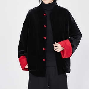 风红黑经典搭配盘扣外套过年服电商A100-W691-P95图片