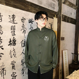 风新中式牛仔衬衫刺绣复古长袖上衣电商A100-C333-P65，男装衬衫，电商A100