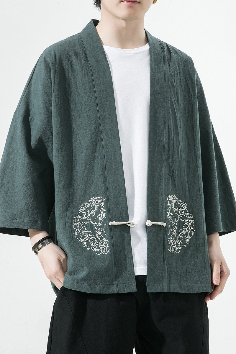 风汉服开衫刺绣盘扣精致防晒电商A100-731-p50男士宽松限68,男装民族服装,电商A100