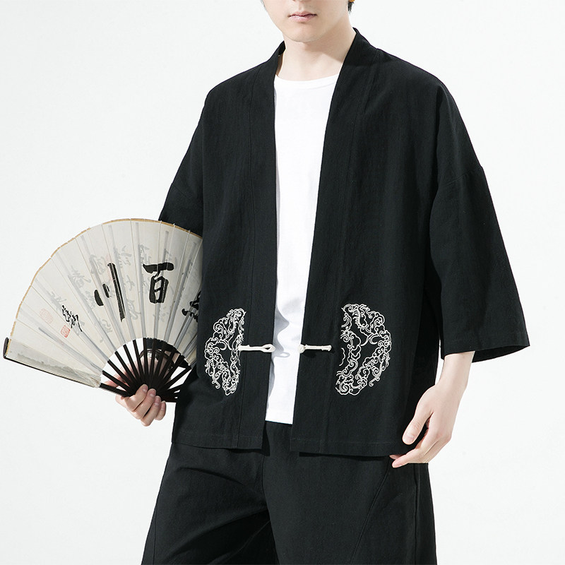 风汉服开衫刺绣盘扣精致防晒电商A100-731-p50男士宽松限68,男装民族服装,电商A100