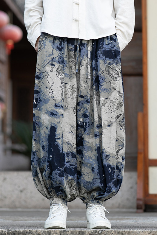 花色民族风束脚裤电商A100-K7780-P50,男装民族服装,电商A100