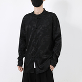 风长袖休闲暗纹龙纹黑白衬衫电商A100-C20-P55，男装衬衫，电商A100