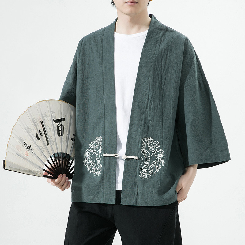 风汉服开衫刺绣盘扣精致防晒电商A100-731-p50男士宽松限68,男装民族服装,电商A100