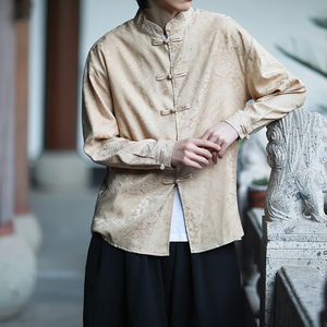 风新中式压花龙纹汉服长袖衬衫A100-C312-P65图片