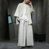 风冰丝七分袖汉服套装宽松大码禅意道袍居士茶225+2311-P120，男装休闲套装，电商A100