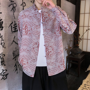 风新中式压花龙纹汉服长袖衬衫A100-C312-P65图片