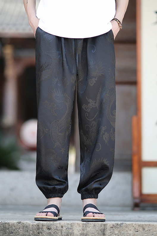 风龙纹暗纹休闲裤DSA100-8811-P30,男装休闲裤,电商A100