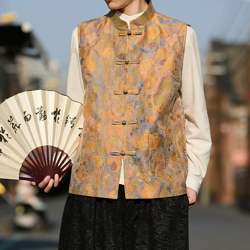 风唐装男士提花背心新中式风背心马甲A100-1316-P85,男装背心/马甲,电商A100