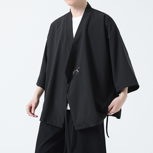 男夏季薄款风斜襟道袍宽松大码新中式禅意居士A100-225-P60图片