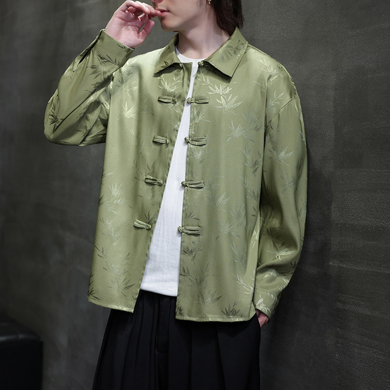 风提花衬衫男士长袖新中式男装盘扣唐装汉服电商A100-C39-P65,男装衬衫,电商A100